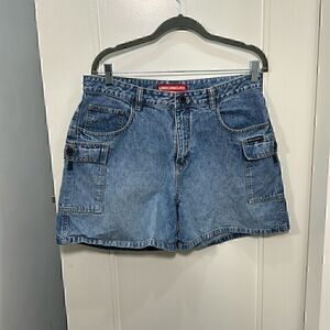 UNIONBAY Women's Blue Denim Cargo Jean Shorts